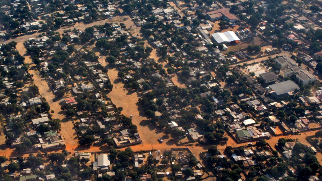 overhead view of a city