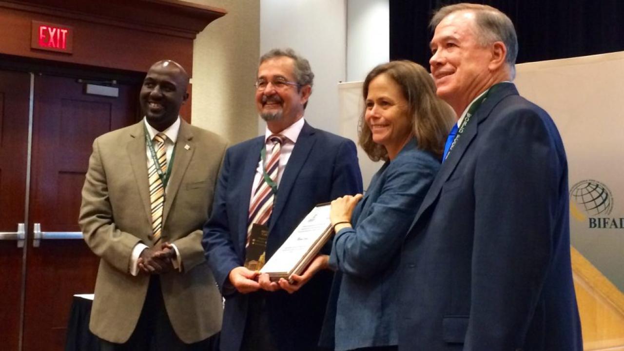 Michael Carter accepting the award